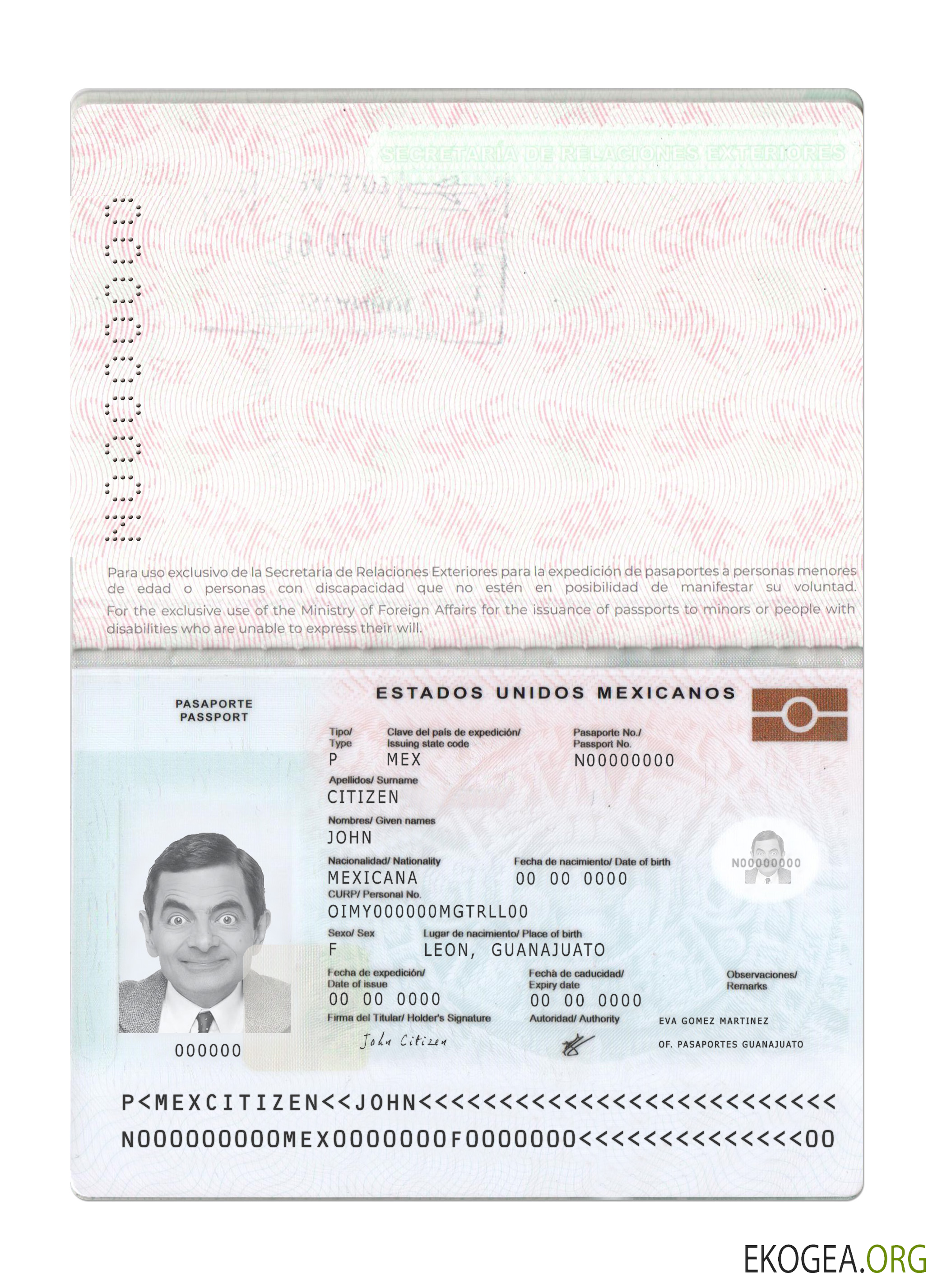 Passeport mexicain nouveau 2022 présent